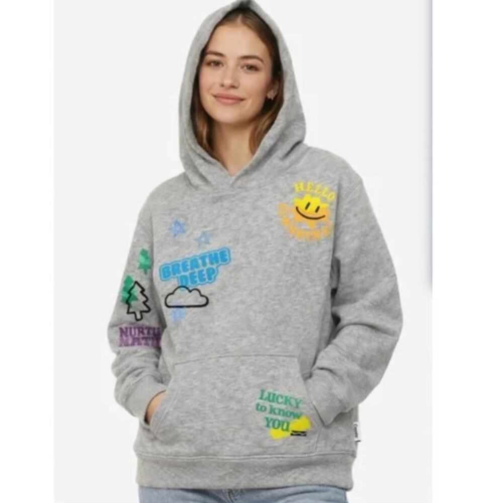 Crayola x Kohl’s Graphic Hoodie Gray Positive Sayings Pullover Size Small NWOT